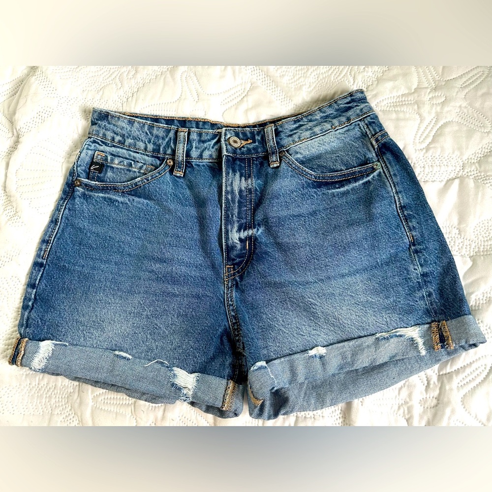 Kancan Gigi High Rise Double Fold Hem Denim Shorts Women's KC9236M Size …